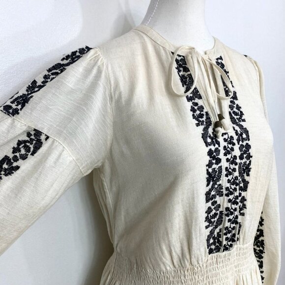 FAT FACE DEVIN IVORY WHITE BLACK EMBROIDERED BOHEMIAN MAXI DRESS - 4R - Picture 7 of 14